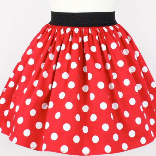 Minnie Mouse Red & White Polkadots Aline Elastic Skirt Etsy