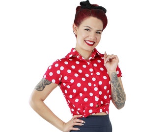 Red Polka Dot Knot Top XS-4XL