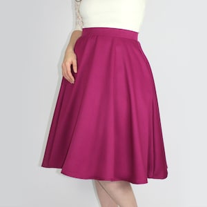 Vintage Inspired Circle Skirt, Flowy Fuchsia Circle Skirt With Pockets