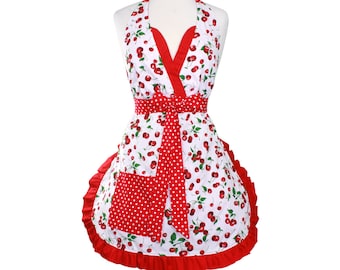 Retro Cherry Apron - Mrs. Claus' Cherry Pie Holiday Retro Apron - Etsy