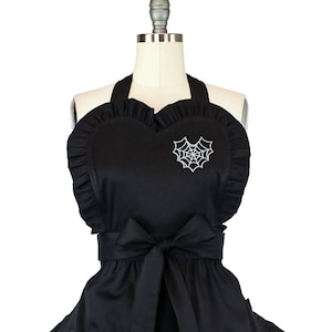 Spiderweb Heart Black Vintage Inspired Apron