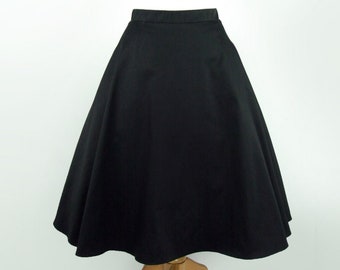 Vintage Inspired Circle Skirt, Black Audrey Hepburn Full  Circle Skirt