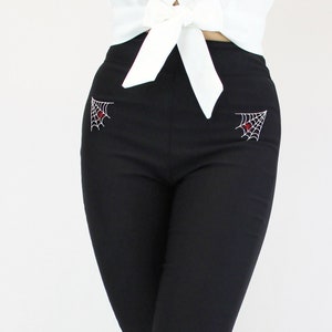 Pin Up Pants, Spiderweb Cigarette Pants XS-3XL