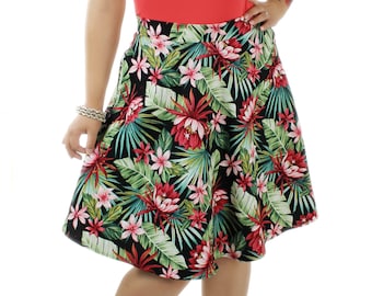 Hibiskus-Blumen-Pin-Up-Tellerrock XS-3X