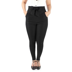 Pin Up Pants, Tie Waist Black Cigarette Pants XS-3XL