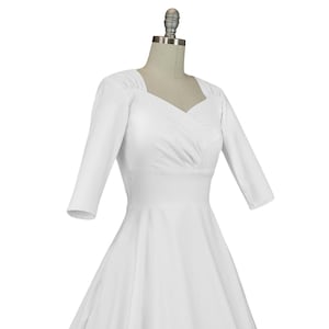 White 1940s Vintage Inspired Wedding Circle Dress w/ Pockets image 1