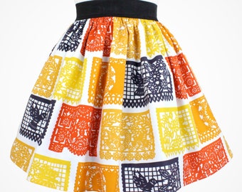 Papel Picado Fiestas A-line Elastic Skirt