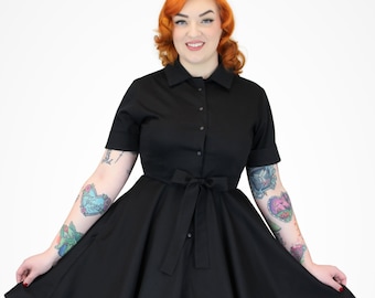 Black Circle Dress With Short Sleeves XS-3XL