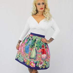 Purple Frida Mexican Vintage Inspired Retro Skirt Thick Sateen Band Skirt image 1