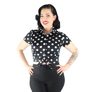 Top corto da picnic a pois XS-3XL