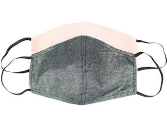 Mascarilla facial brillante con bolsillo para filtro, lavable y reutilizable, de algodón, de 2 capas, fabricada en EE. UU.
