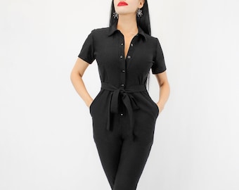 One Piece Long Black Play Suit XS-3XL
