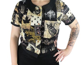 Edgar Allan Poe Top With Snaps XS-4XL