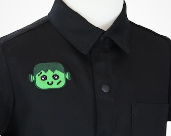 Maglietta da bambino con ricamo di Frankenstein
