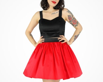 Lipstick Red A-line Elastic Skirt