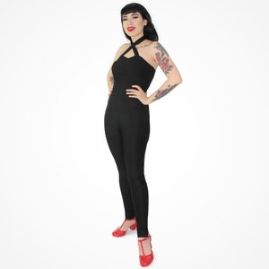 Pin Up Pants, One Piece Black Criss Cross Jumpsuit XS-2XL