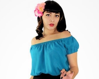 Off The Shoulder Teal or Black Senorita Top XS-3X