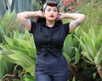 1950s Black Knot Top XS-4XL