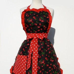 Red Retro Cherries and Polkadots Apron