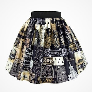 Edgar Allen Poe Inspired A-line Elastic Skirt Black