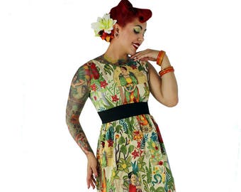 Frida  Inspired  Dress/  50s Inspired Frida Dress / Mexican / Rockabilly / Boho