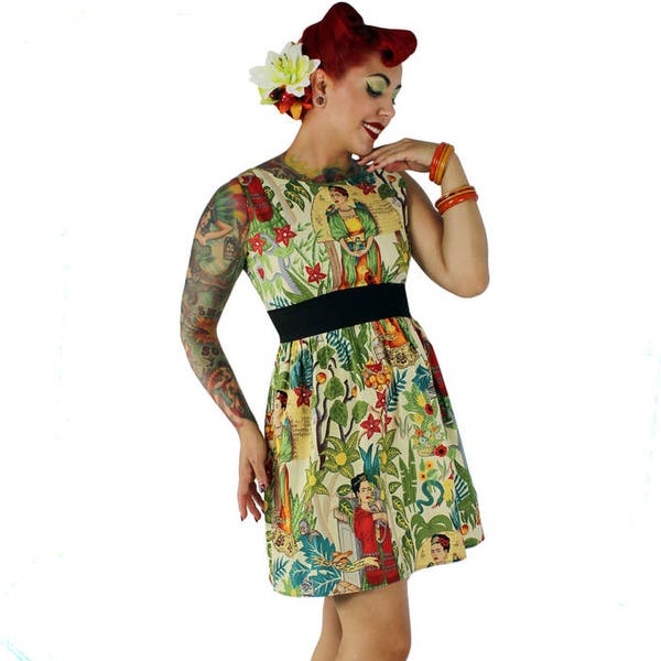 Frida  Inspired  Dress/  50s Inspired Frida Dress / Mexican / Rockabilly / Boho