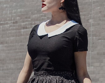 Wednesday Addams Inspired Top - Pointy Collar