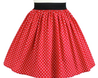 Minnie Mouse Red & White Polkadots A-line Elastic Skirt | Etsy