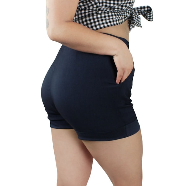 Blue or Black High Waist Shorts XS-3XL