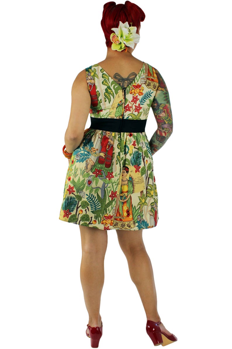 Frida Inspired Dress/ 50s Inspired Frida Dress / Mexican / Rockabilly / Boho image 4