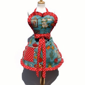 Blue and Red  Frida Apron