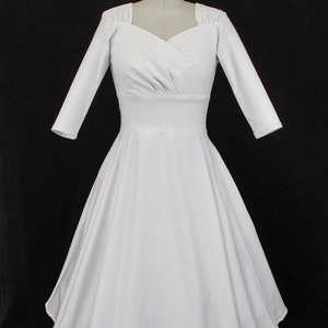 White 1940s Vintage Inspired Wedding Circle Dress w/ Pockets image 2