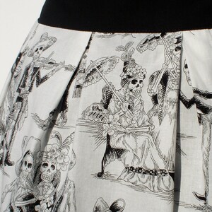 Day of the Dead Paseo de Muertos Skirt Thick Sateen Band Skirt image 4