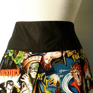 Hollywood Monsters Vintage Inspired Skirt Thick Sateen Band image 3