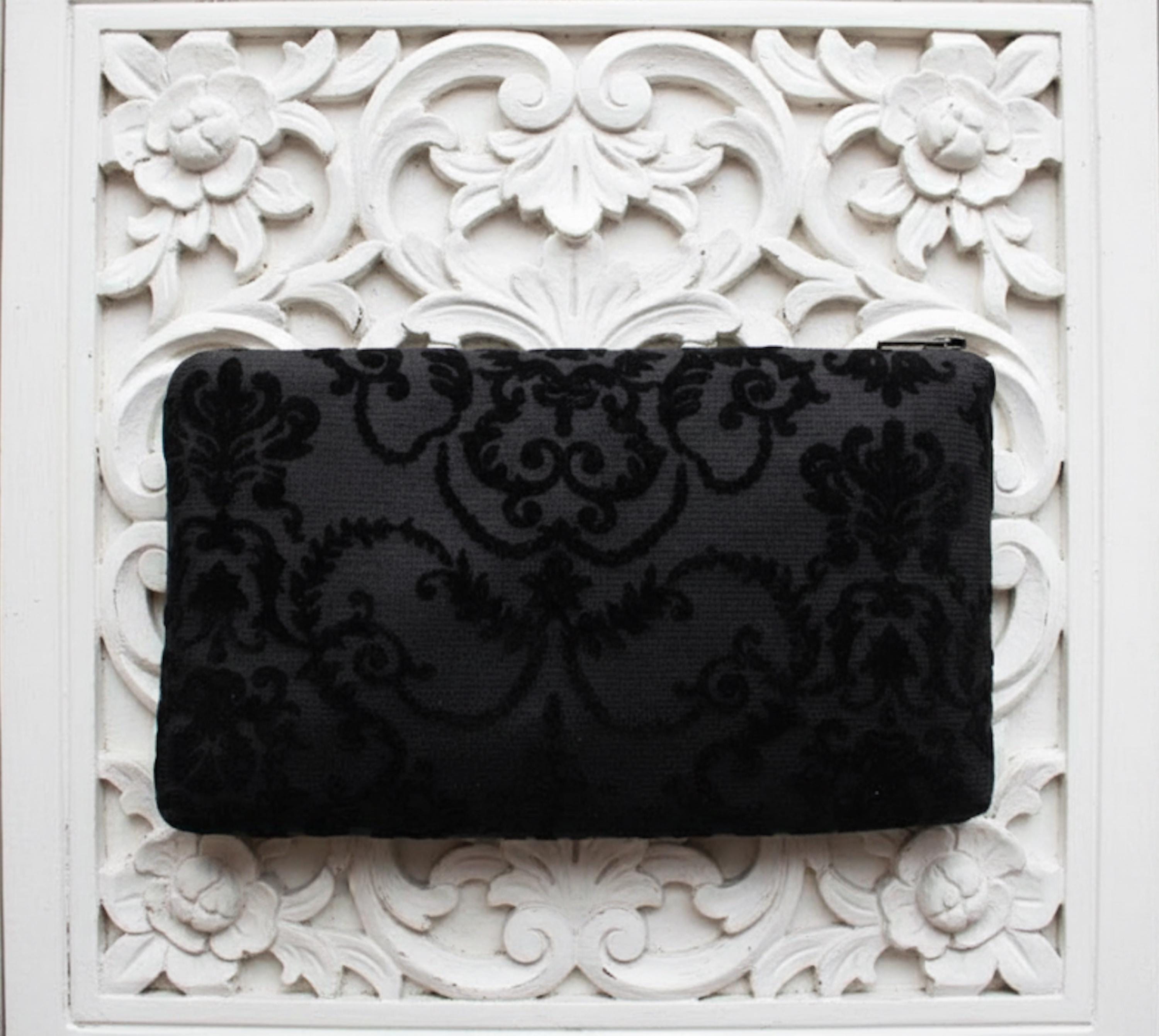Black Damask Wallet, Gothic Clutch Wallet, Victorian Baroque Print ...