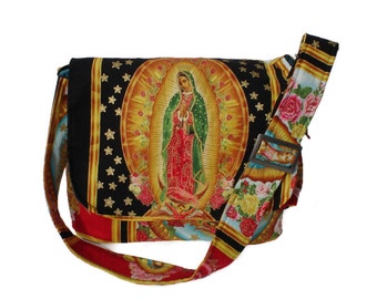 Guadalupe Virgin Mary Mexican Art Messenger Bag / Diaper bag