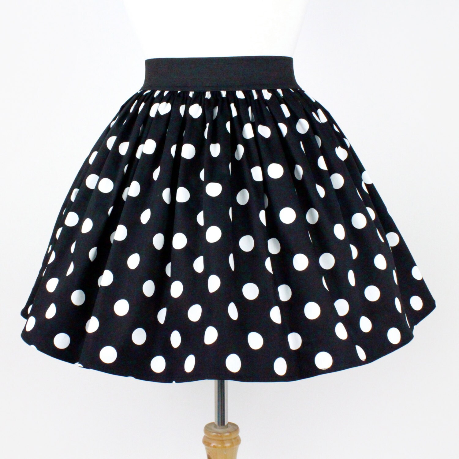 Black & White Polkadots A-line Elastic Skirt | Etsy