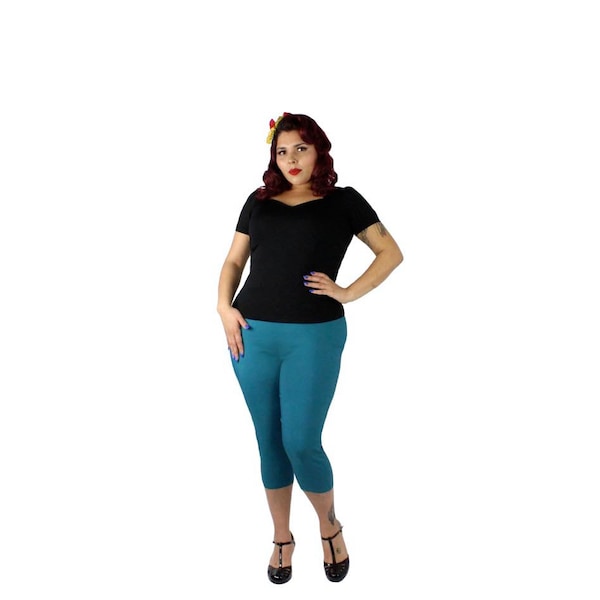 SUMMER SALE!!Teal Pin Up High Waist Capri Pant