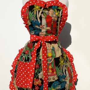 Black and Red Frida  Apron