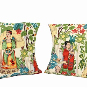 Canvas Frida Art Mexican Novelty Pillow Cover 18 x 18 Upholstery Oxford Fabric