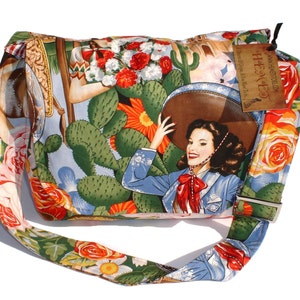 Senoritas Mexican Art Large Messenger Purse w\/adjustable handles