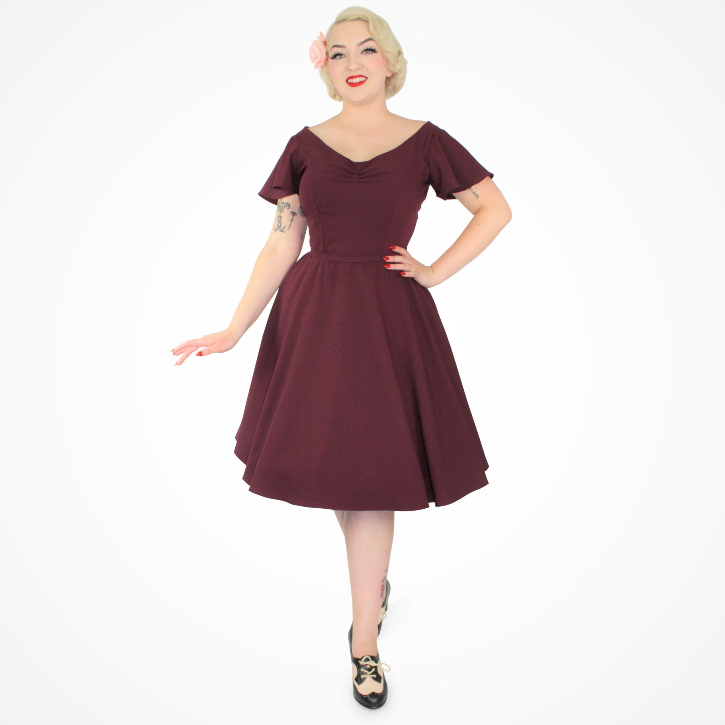 Burgundy Swing Dress - Etsy