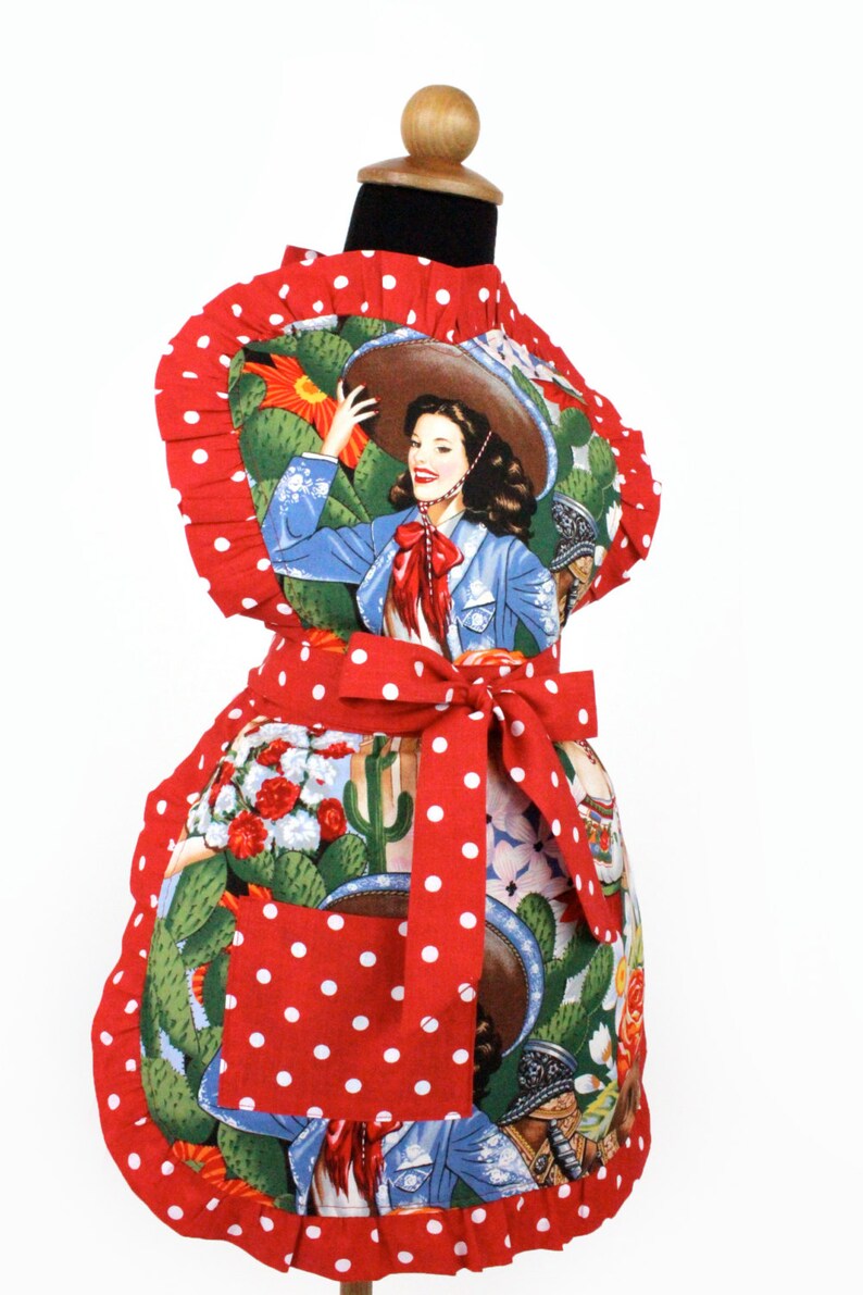 Little Girls Colorful Mexican Senoritas Apron / One size Fits Ages 2-10 image 4