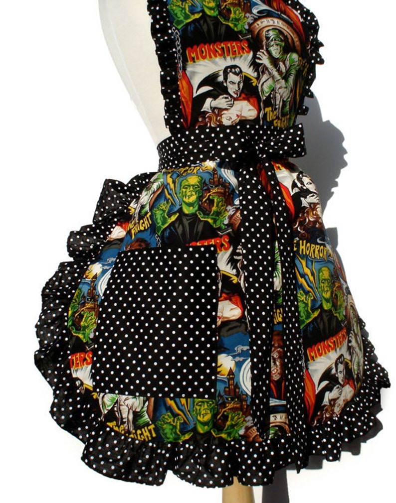 Ready to ship Retro Horror Movie Hollywood Monsters Vintage Inspired Apron image 3