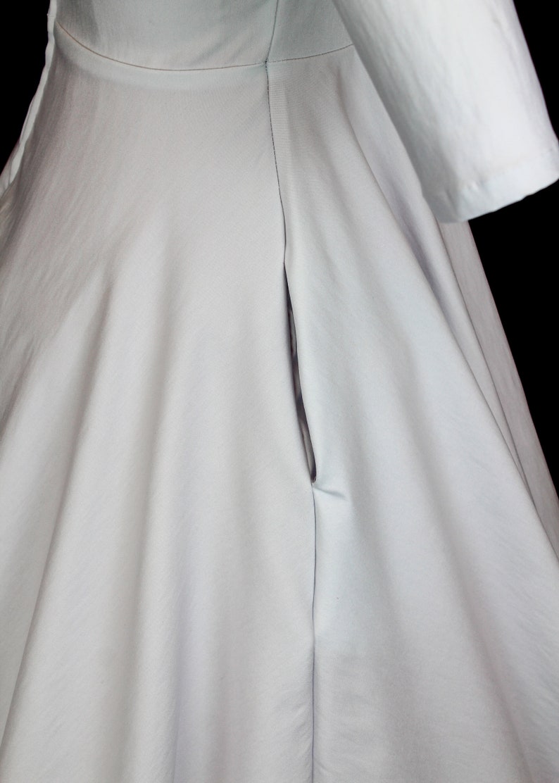 White 1940s Vintage Inspired Wedding Circle Dress w/ Pockets image 5