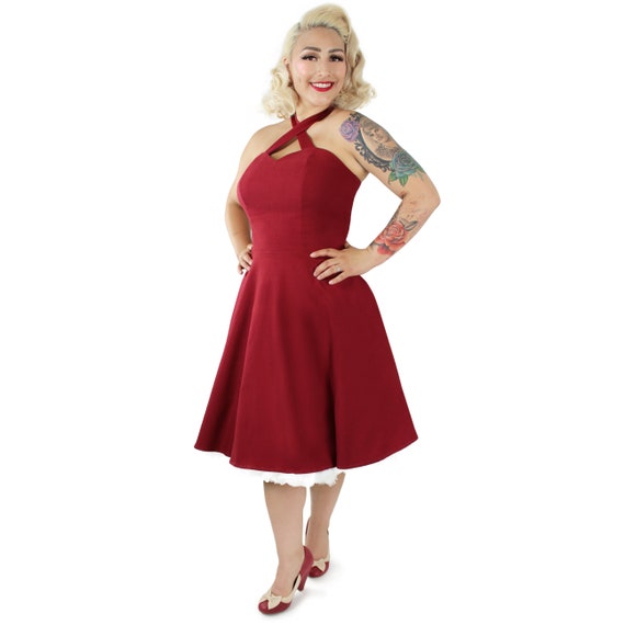 halter neck a line prom dress A Line V Neck Halter Neck Burgundy Backless Prom Dresses, Burgundy Bac   jbydress