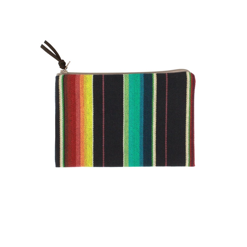 Serape Pouch/Wallet/Make-up Bag Black, Cream, Teal