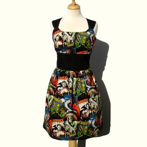 Vintage Inspired 1950s Horror Movie Pinup Hollywood Monster Dress