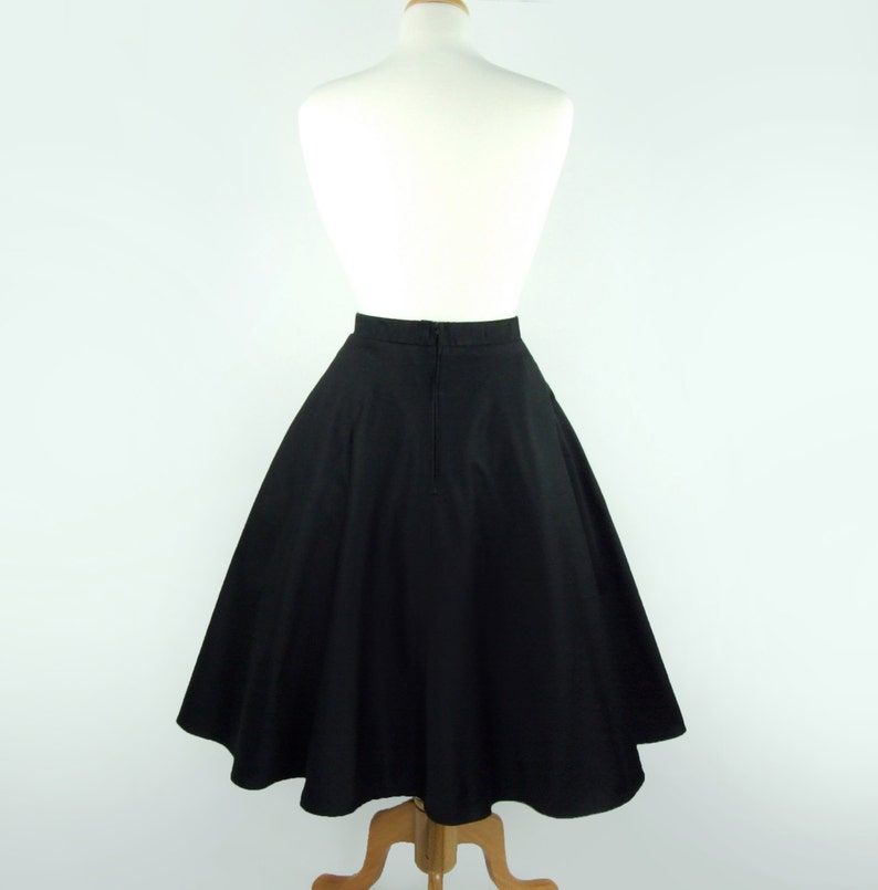Vintage Inspired Circle Skirt, Black Full Circle Skirt With Pockets image 2