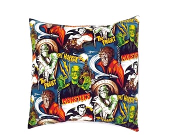 Horror Movie Monsters Pillow Cover Pillow Case 18 x 18 /Rockabilly Cushion Cover